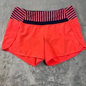 Lululemon Shorts Women's Size 6‎ Speed Up Coral Navy Stripe Athletic Running